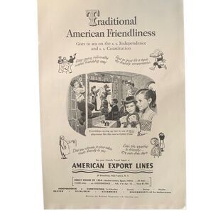 Vintage 1953 American Export Lines American Friendliness Ad Advertisment